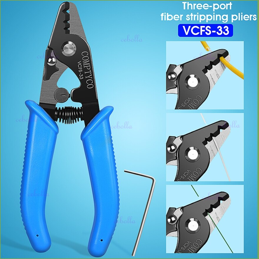 COMPTYCO VCFS-33 Three-port Fiber Optical Stripper Pliers Wire Strippers for ftth Tool Optic Stripping Plier Tool Free shipping