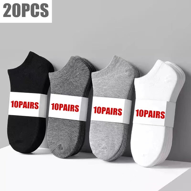 10pairs/Lot Men's Socks Casual Boat Socks Black Business Socks Solid Color Breathable Comfortable High Quality Ankle Socks 