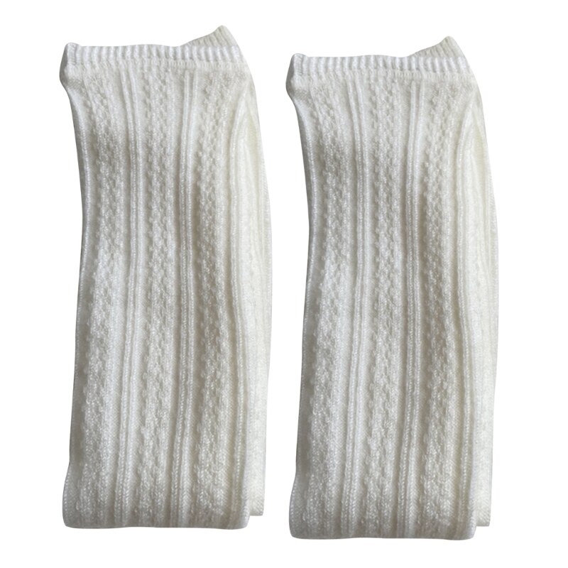 MXMA Winter Autumn Knit Striped Leg Warmers Socks Solid Color Foot Cover for Women
