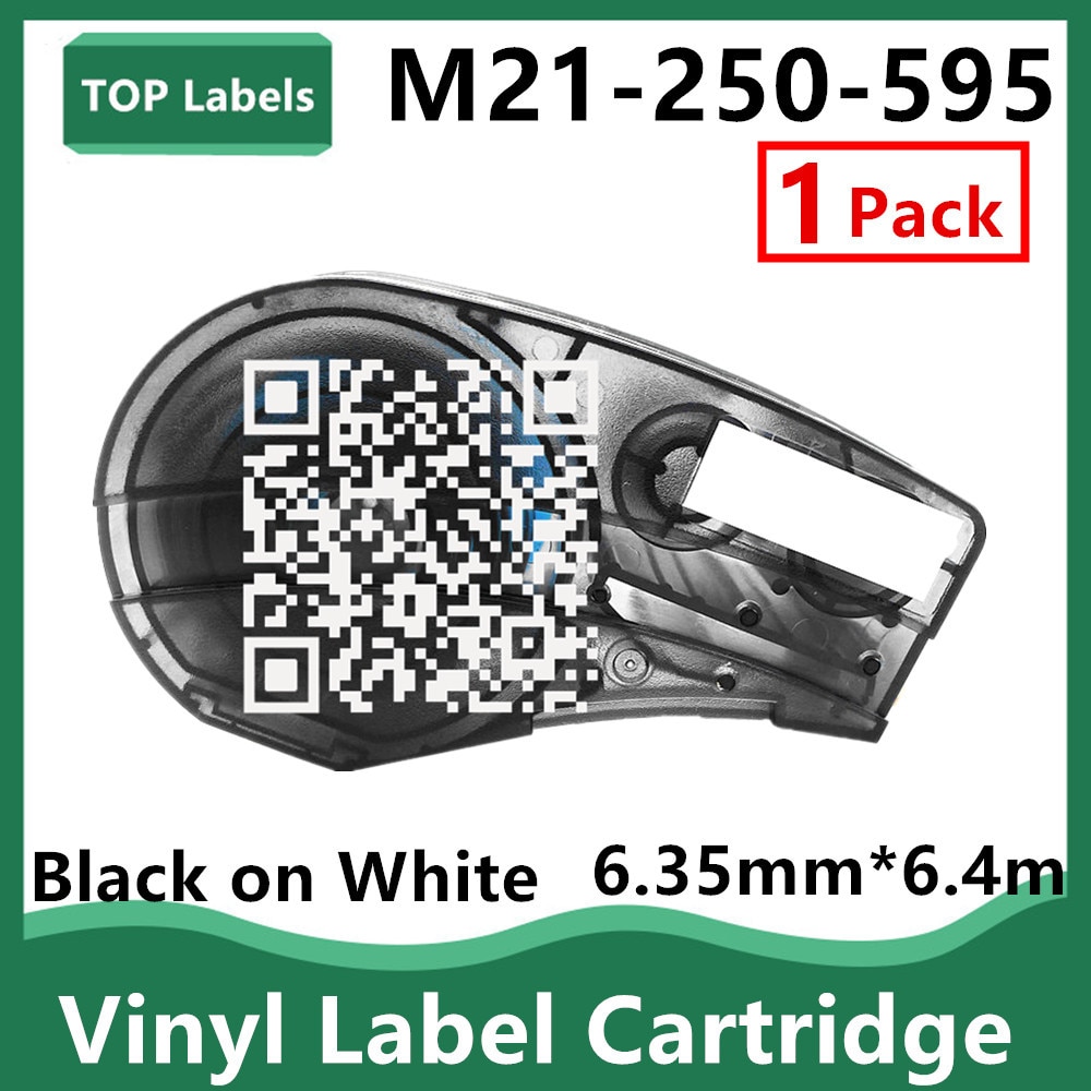 1PK Replace M21-250-595-WT Label TAPE Film Black on White 6.35mm Use Indoor/Outdoor Identification,Laboratory/Equipment Labeling