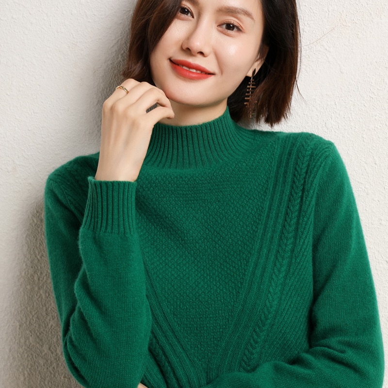 Cashmere Sweater Women Knitted Sweater 100% Merino Wool Turtleneck Long Sleeve Pullover Autumn Winter Clothing Jumper Top Female