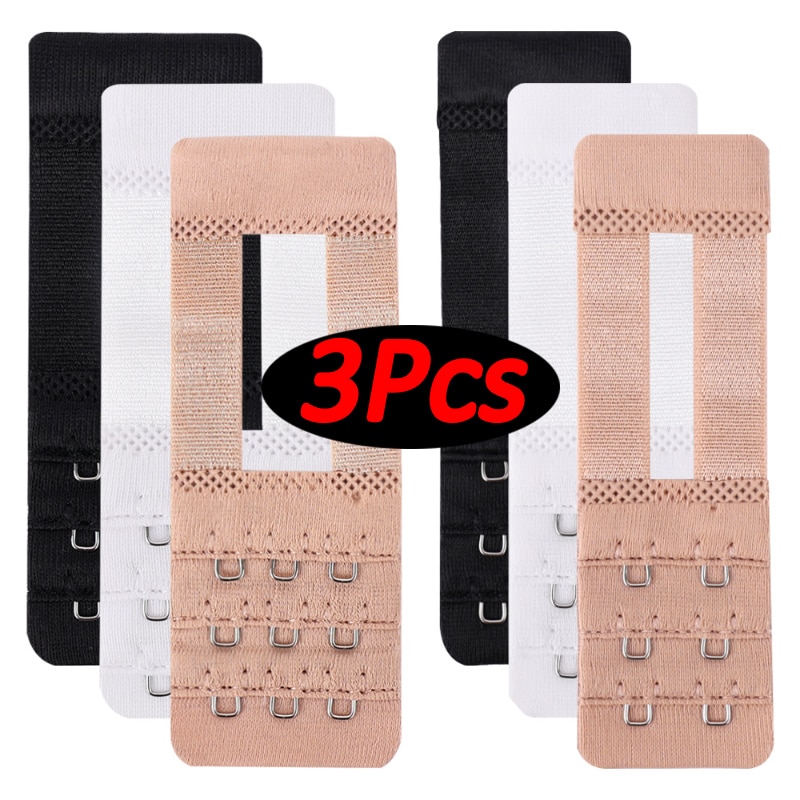3Pcs Bra Extension Strap Extenders for Women Adjustable Belt Buckle Elastic 3 Row Hook Lengthen Expander Intimate Accessories