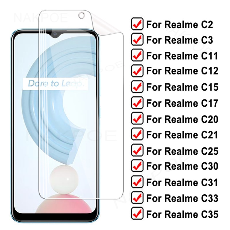 30000D Hydrogel Film For Realme C2 C3 C3i C11 C12 C15 C17 Screen Protector C20 C20A C21 C21Y C25 C25Y C30 C31 C33 C35 Not Glass