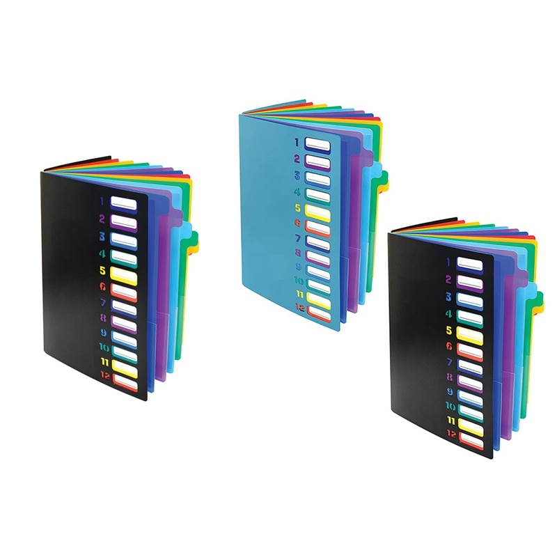 24 Clear Pocket Expanding File Folder 12 Colored Tabs,Holds 300 Sheets, File Organizer,Numbered Index On Cover