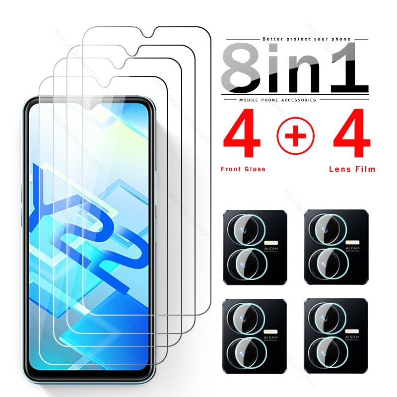 8 In 1 Protective Glass For Vivo Y22 2022 Camera Glass On VivoY22 Y 22 22Y 4G 6.55" 9H Screen Protector Explosion-proof HD 