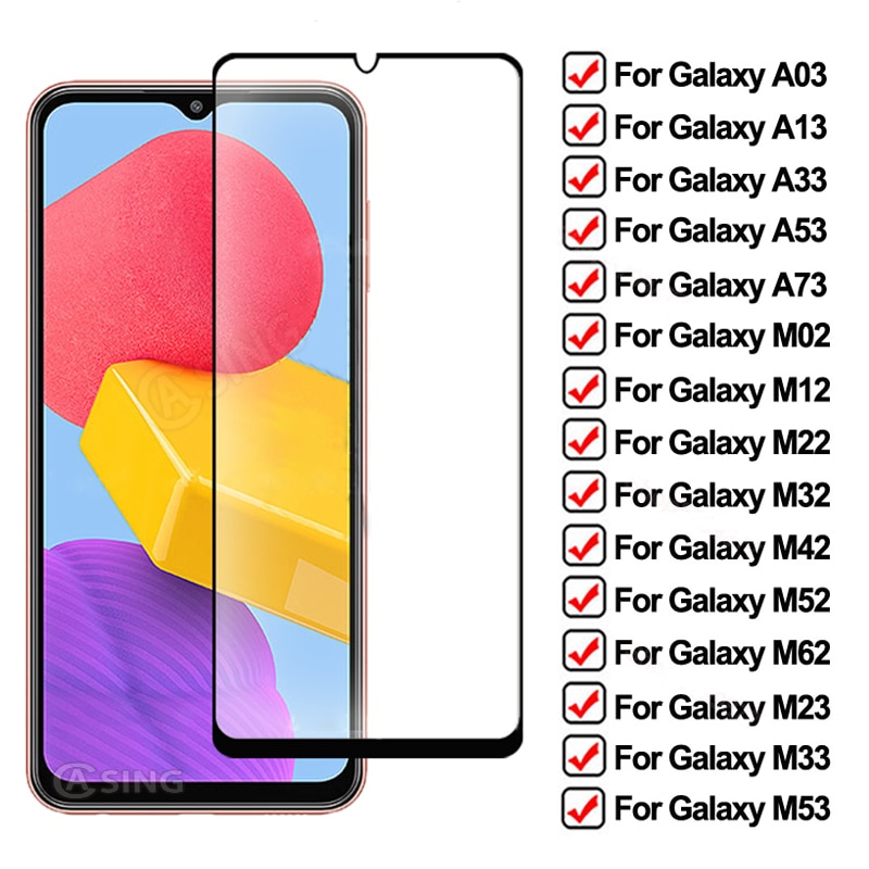 For Samsung Galaxy A13 A03 A33 A53 A73 M23 M33 M53 Tempered Glass for Samsung M12 M22 M22 M32 M42 M52 M62 5G Screen Protector
