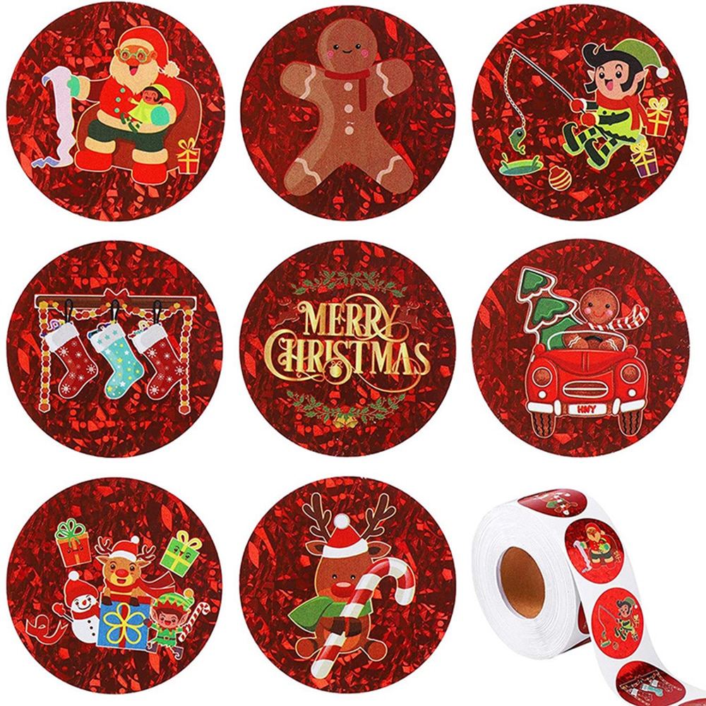 100-500pcs Christmas Gift Box Stickers Package Santa Baking Seal Sticker Handmade Letter Envelope Sealing Labels Decoration