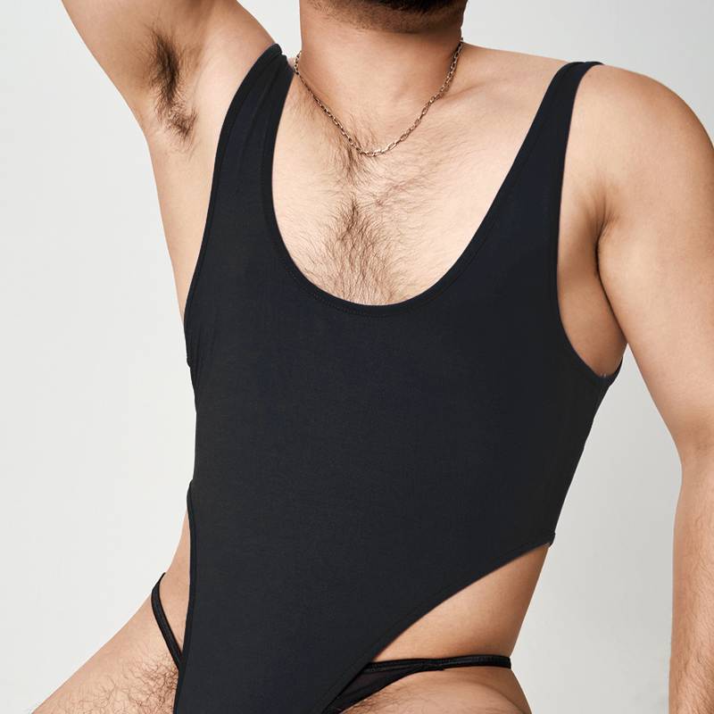 INCERUN 2023 Men Bodysuits Round Neck Sleeveless Sexy Cozy Solid Color Men Pajamas Rompers Underwear Skinny Thin Bodysuits S-5XL