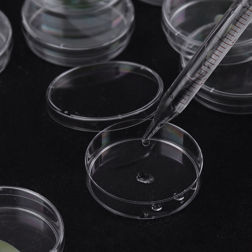 10PCS 60mm Clear Disposable Plastic Petri Dish Cell Culture Dish For School Biological Experiment Supplies