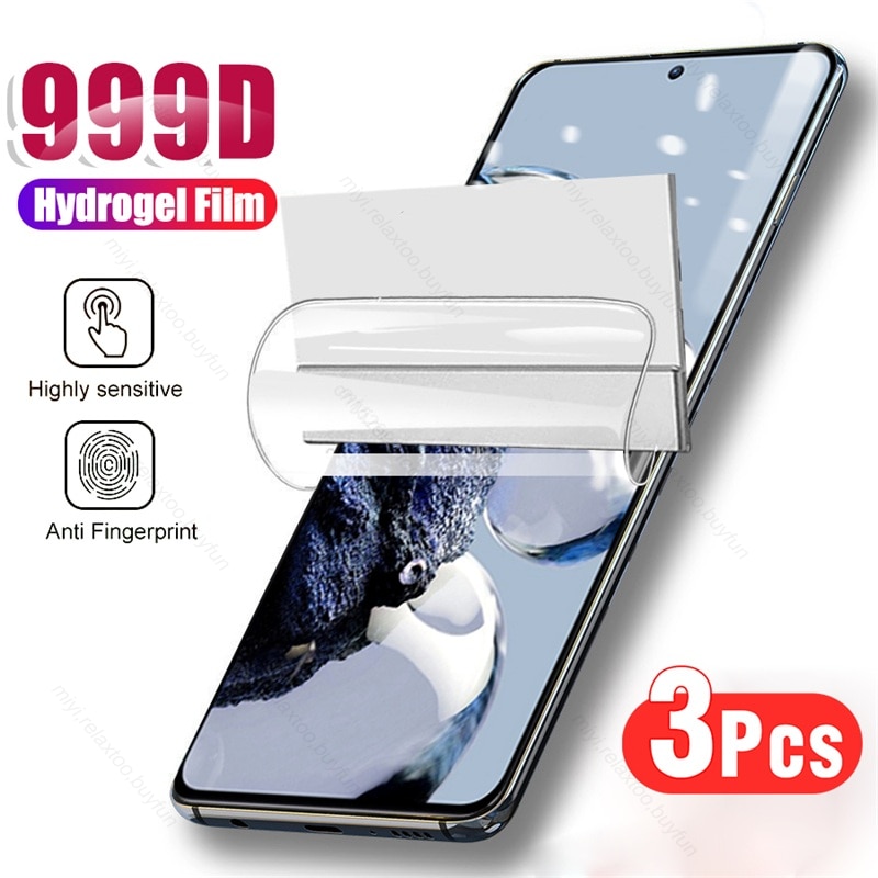 3PCS 999D Curved Soft Hydrogel Film For Xiaomi 12T Pro Screen Protector Not Glass On Xiaomy Xaiomi Xiomi Xaomi Mi12T Mi 12 T Pro