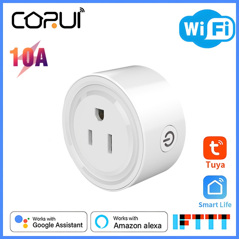 CoRui WiFi Smart Plug Outlet Remote Switch Smart Timing Smart Home Works With Alexa Google Home No Hub Require 10A US Standard