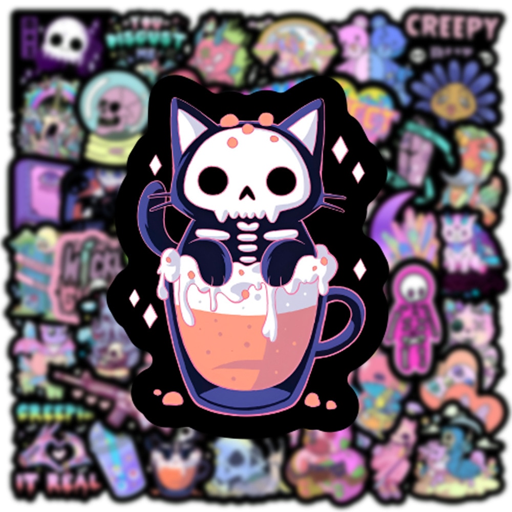 10/50PCS Cool Horror Gothic Halloween Stickers Waterproof Skateboard Laptop Motorcycle Guitar Luggage Car Sticker