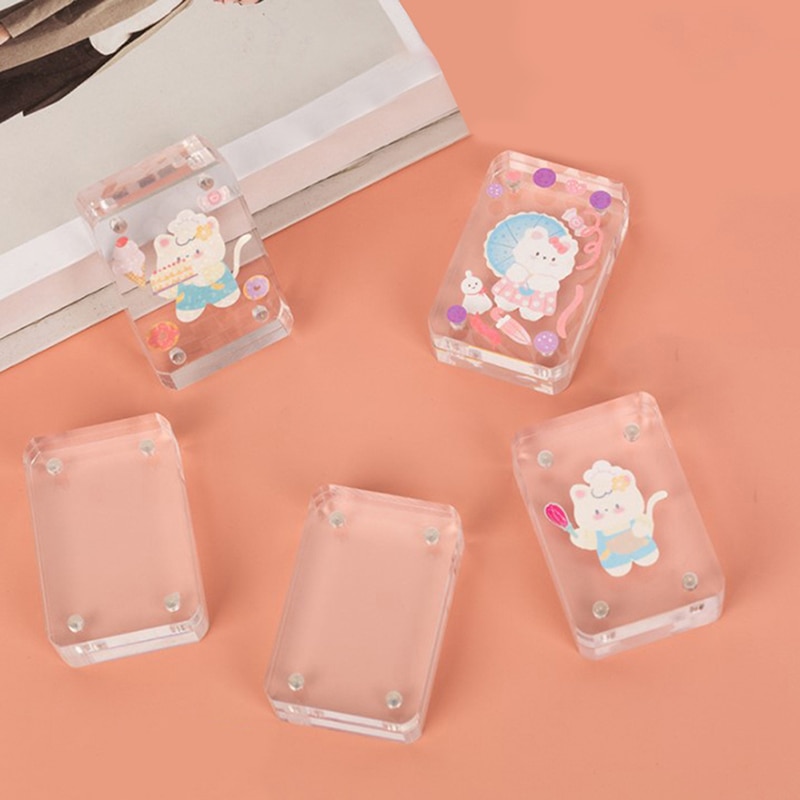 Magnetic Acrylic Mini Card Brick Small Card Brick Cartoon Picture Decora Student Photo Frame Start School Gift Student Supply 1X