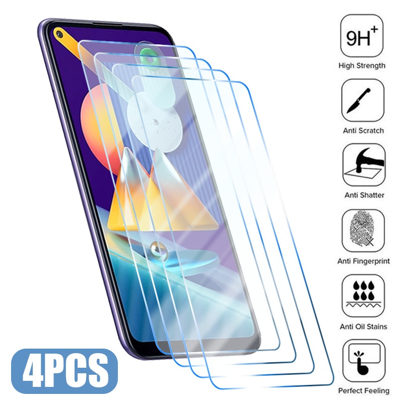 4PCS Tempered Glass For Samsung Galaxy A52S A73 5G A53 A10 A13 A72 A71 Screen Protector For Samsung A12 A52 A32 A51 A50 A21S A30