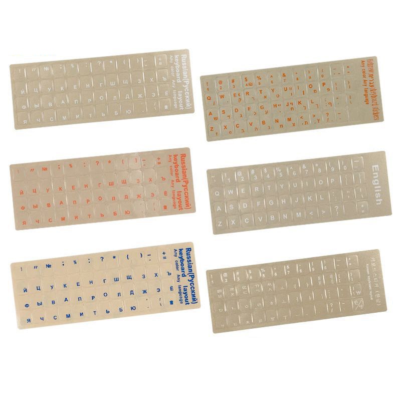 1PC Plastic Transparent Russian/Hebrew/Korean/English Laptop Keyboard Letter Stickers Desktop Computer Clear Keyboard Stickers