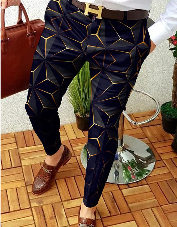 Men's Pants Punk and Gothic Chino Tapered 3D Printed Zip Pocket Pants Business Casual Micro Stretch