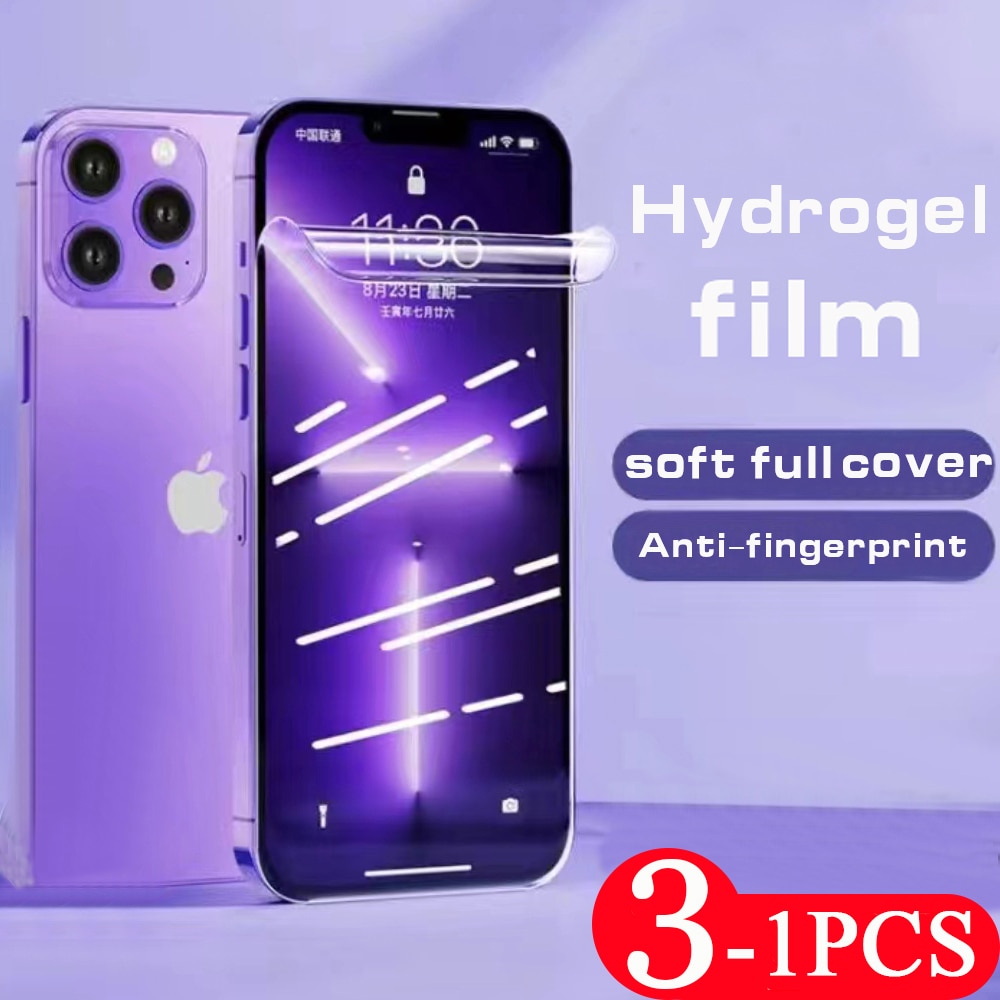 3-1pcs soft full cover Not Glass for iPhone 13 Pro max 14 plus 11 12 mini SE XS XR X 7 8 hydrogel film phone screen protector