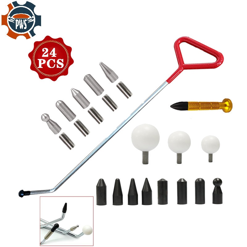 New Car Dent Repair Hooks Stainless Steel Push Rods, Auto Dent Removal Crowbar Kit For Cars Body dents and Hail Damage Removal