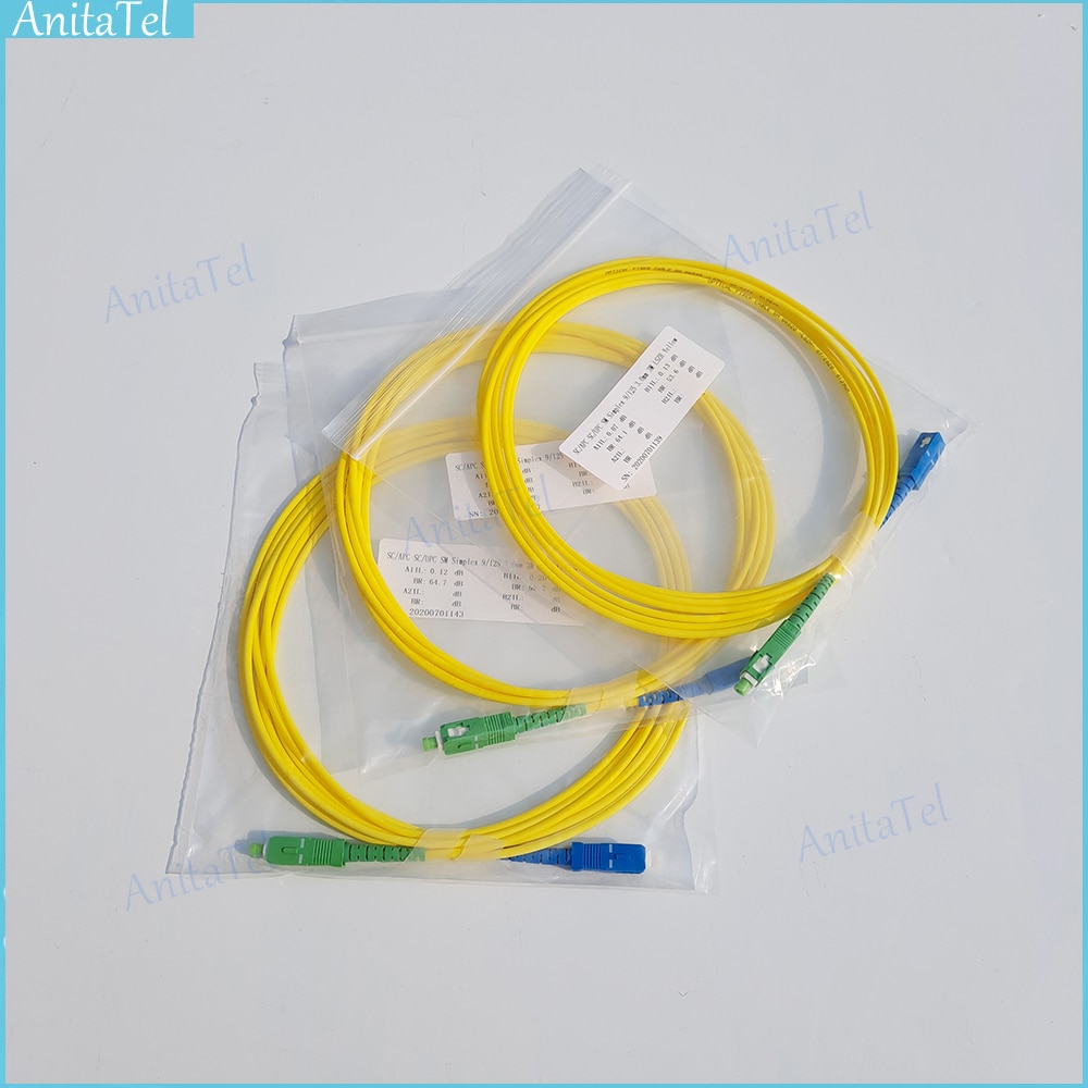 10pcs SC/APC-SC/UPC Optical Fiber Patch Cord Cable Simplex FTTH SM Single-mode 1m/2m/3m/5m/10m Fiber Optic Jumper 2.0mm or 3.0mm