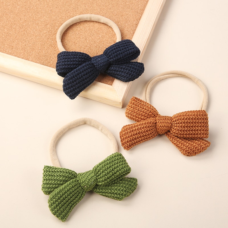 Crochet Knit Baby Headband Bowknot Hair Accessories For Child Girl Hairbands Stretchy Head Bands Newborns Autumn Winter Bandages