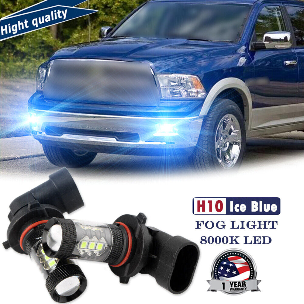 2Pc Bright H10 9140 9145 LED Driving Fog Light Bulbs 8000K Ice blue Replacement