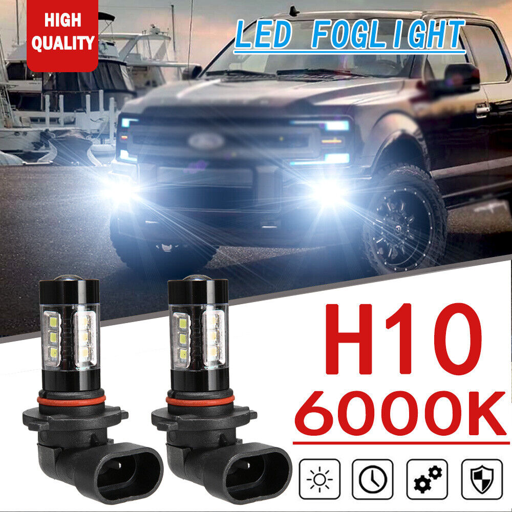 For Ford F150 F250 F350 Super Duty 2x H10 80W White Upgrade LED Fog Light 6000K