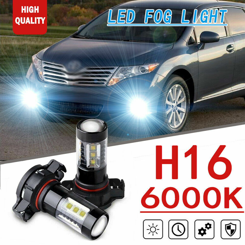 For Toyota Tacoma Yaris Venza Solara 2pc H16/5202 White 80W LED Fog Light Bulbs