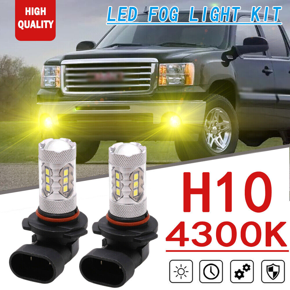 For 2003-20006 GMC Sierra 1500 2500 HD 2x 9140 H10 LED Fog Lights Yellow 80W
