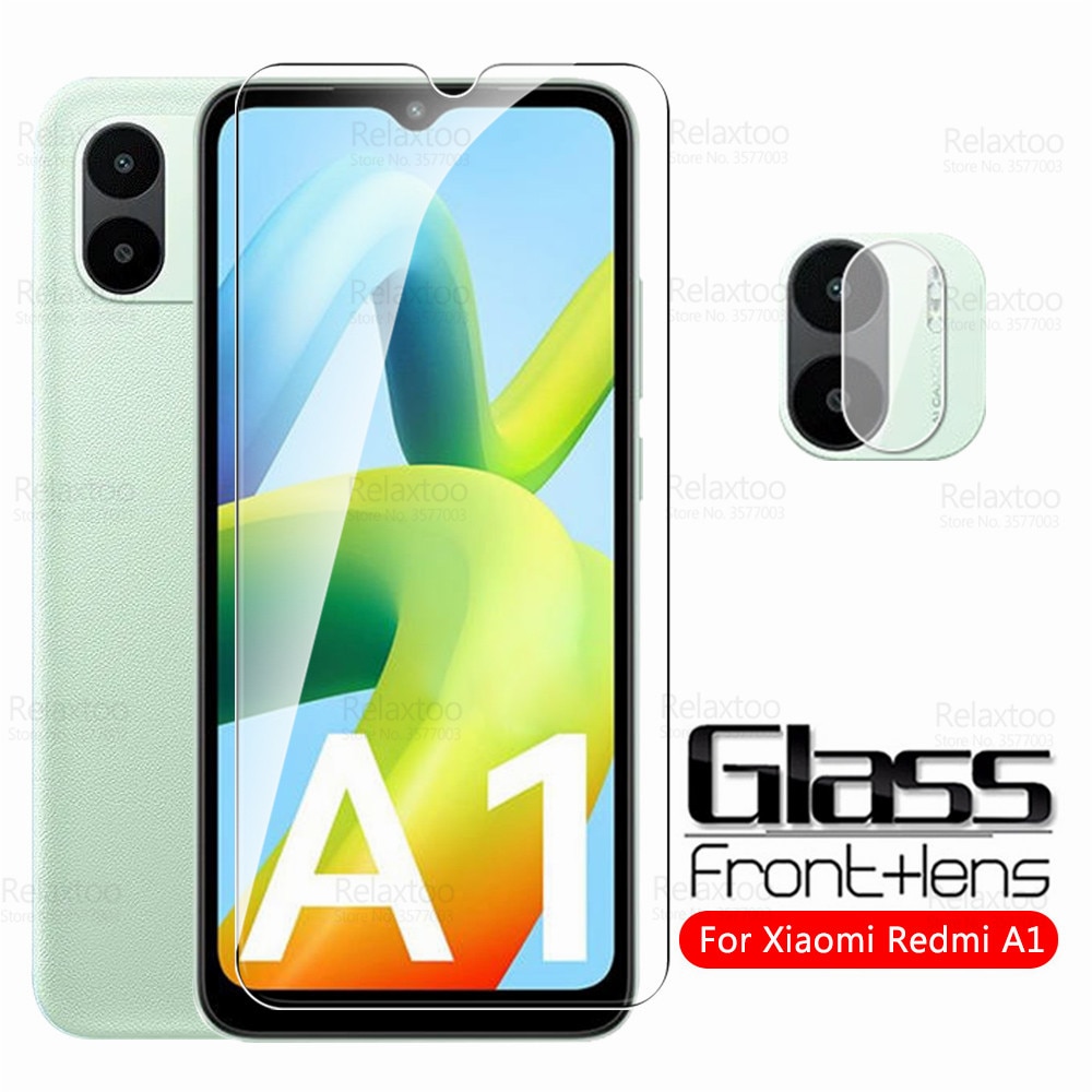2To1 Camera Tempered Glass For Xiaomi Redmi A1 Screen Protector Redmy Redme A1 A 1 1A RedmiA1 6.52" Armor Cover Protective 