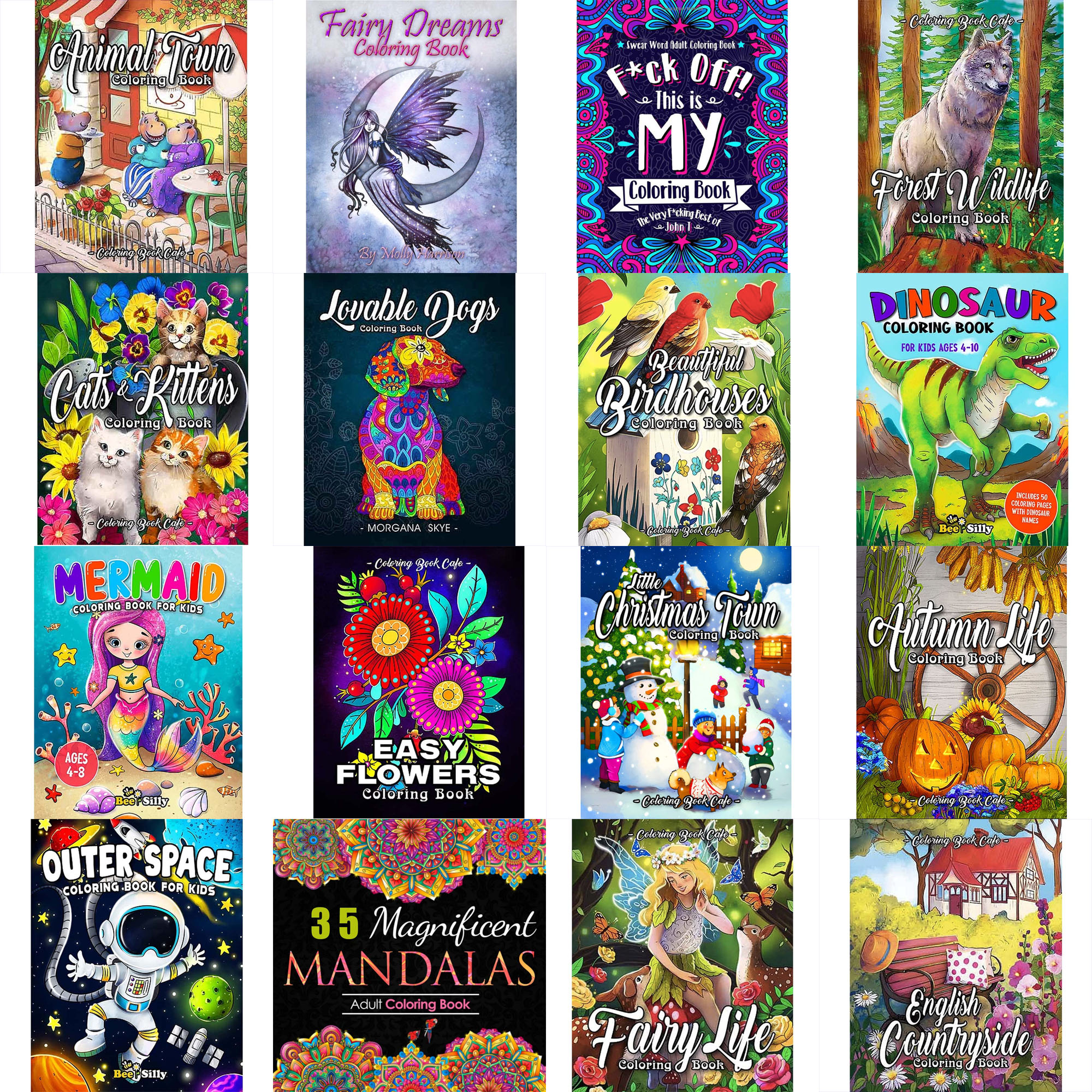 Chao fan Coloring Books for Adult/Girl/Kids/Boys,Animal Flower Cat Dog Dinosaur Mandala Color Book