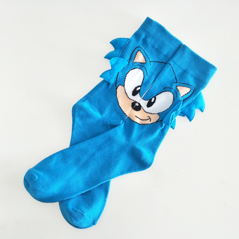 Cartoon Woman Sock Anime Blue Sonic for Women Socks Fashion Print Soft Trend Kawaii Movement Sox Autumn Winter Hiking Flight
