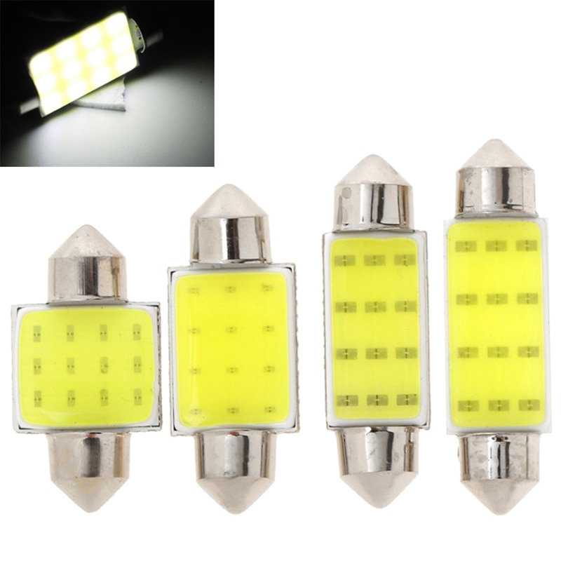 10 PCS LED COB Bulb 31mm 36mm 39mm 41mm Car Interior Dome Reading Light Trunk License Plate Lamp 12V White Light