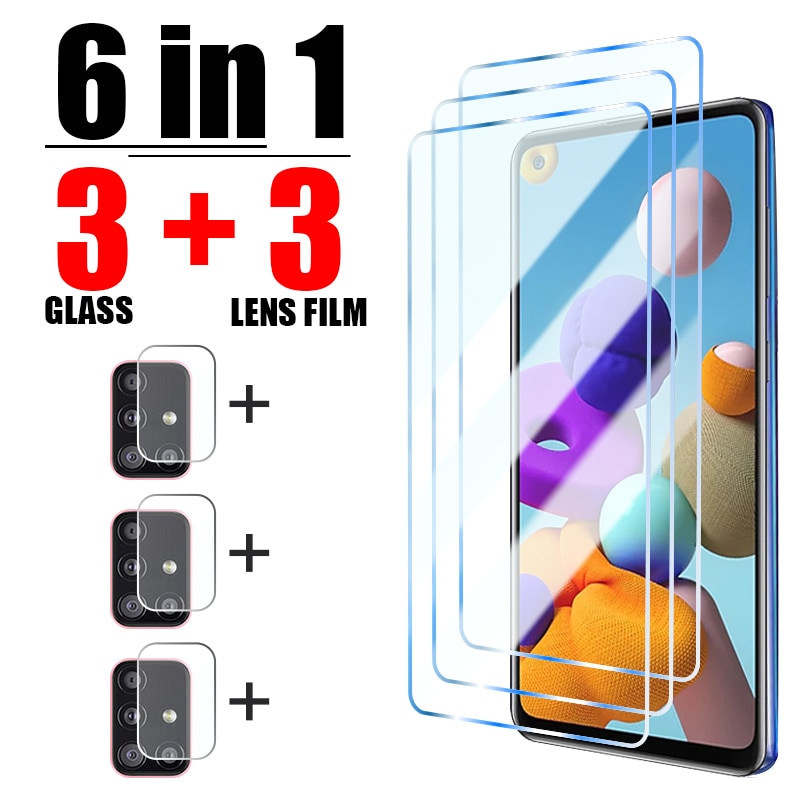 6in1 Tempered Glass for Samsung A73 A53 A72 A52 A71 A51 A70 A50 A41 A31 Camera Lens Film for Samsung A32 A13 A12 A21S A52S 5G