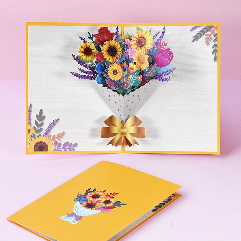 Pop Up Flora 3D Greeting Card Birthday Mother's Day Father's Day Sunflower