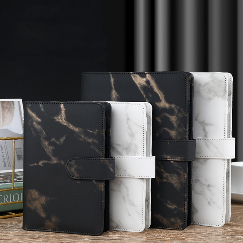 A6 Refillable Mini Marble Binder Ring With Magnetic Buckle Closure For Gift