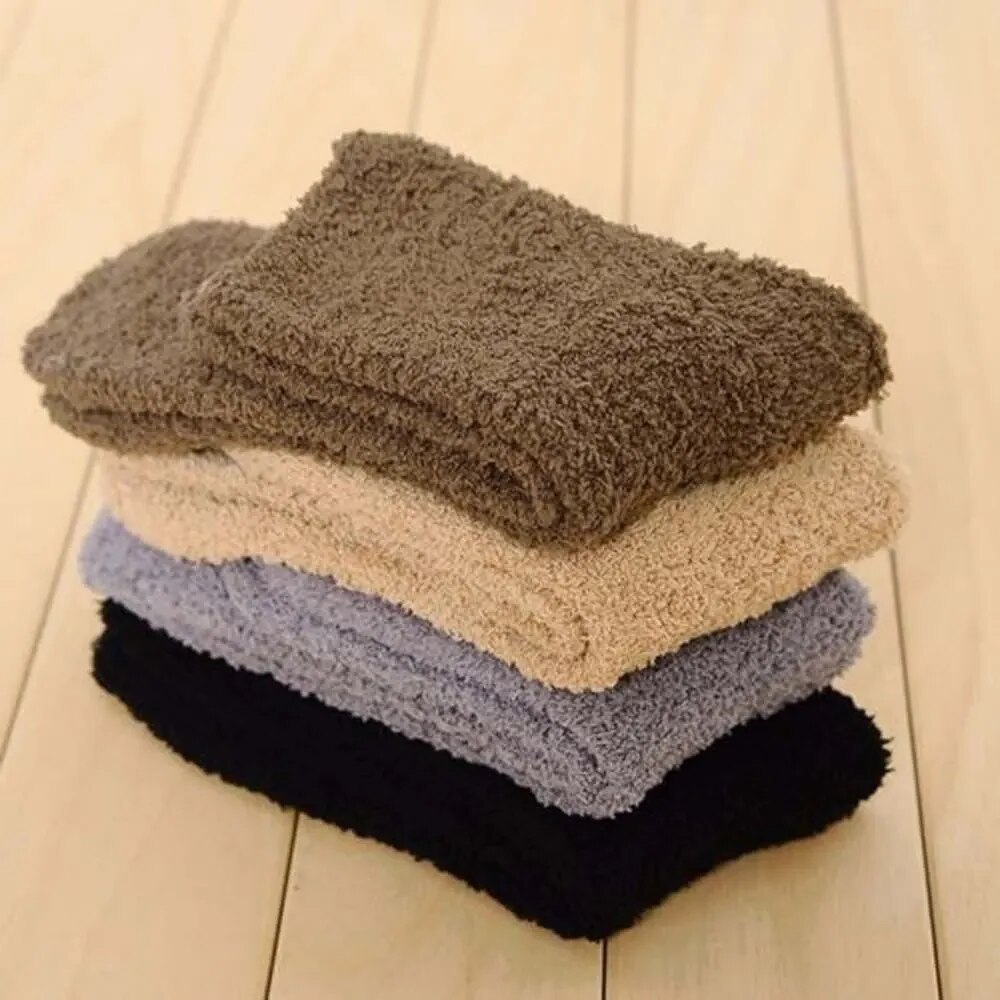 1 Pair Solid Color Comfortable Cashmere Socks Men Women Winter Warm Sleep Bed Floor Home Fluffy Socks Chaussette Homme Chaude