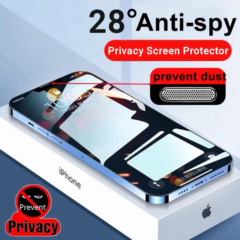 Best 28 ° Earpiece Dust-proof Privacy Screen Protector for IPhone 13 11 14 Pro Max 12 Mini XS X XR SE 6S 8 7 Plus Anti-spy Glass