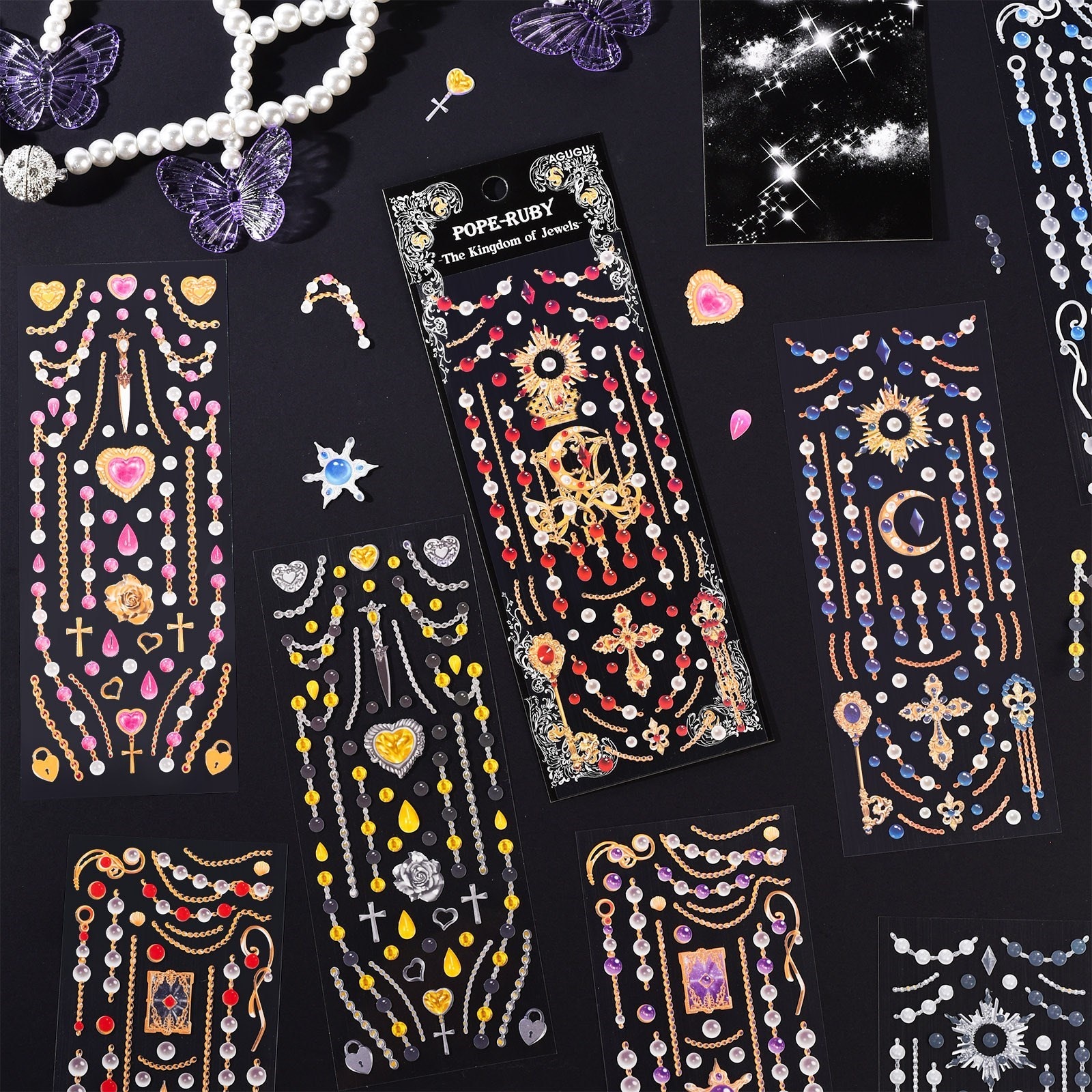 Colorful Pearl and Dimond Shape Self Adhesive Stickers for Scrapbooking and Kid DIY Arts Crafts