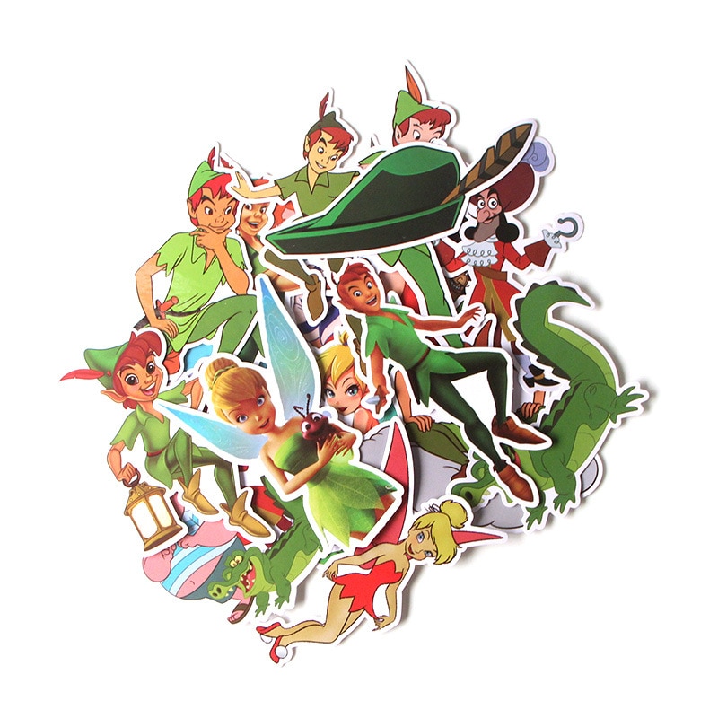 19pcs Peter Pan Stickers Paster Cartoon Characters Anime Movie Funny Decals Scrapbooking Diy Phone Laptop Waterproof Decorations