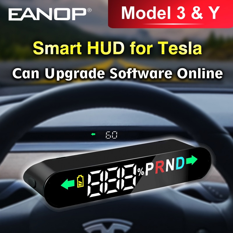 EANOP TH100 Model 3 Y Smart HUD Head Up Display Dashboard Speed Gear Position Turning Light Battery Free Software Upgrade