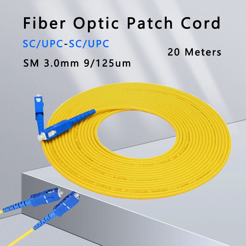 20 Meters SC/UPC-SC/UPC SM 3.0mm 9/125um Optical Fiber Jumper Cable Fiber Optic Patch Cord Free Shipping