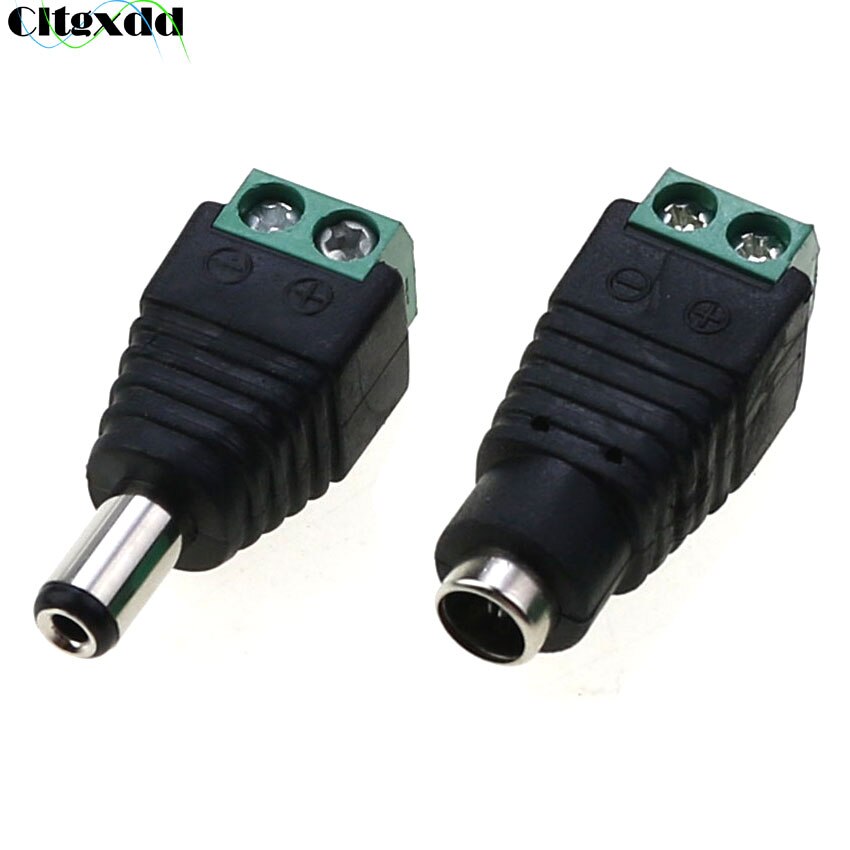 Cltgxdd 1 pcs Cameras 2.5mm / 2.1mm x 5.5mm Female Male DC Power Plug Adapter Terminal Connector Green
