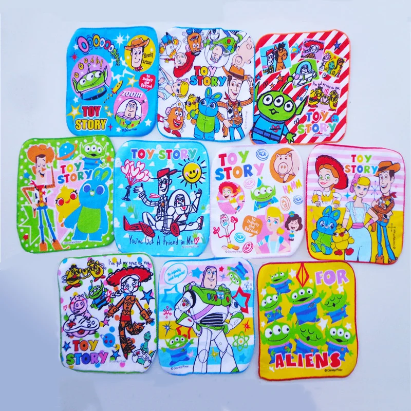 Disney Cartoon Absorbent Cotton Hand Towel Small Square Towel Toy Story Buzz Lightyear Three-eyed Child Handkerchief 20x20cm