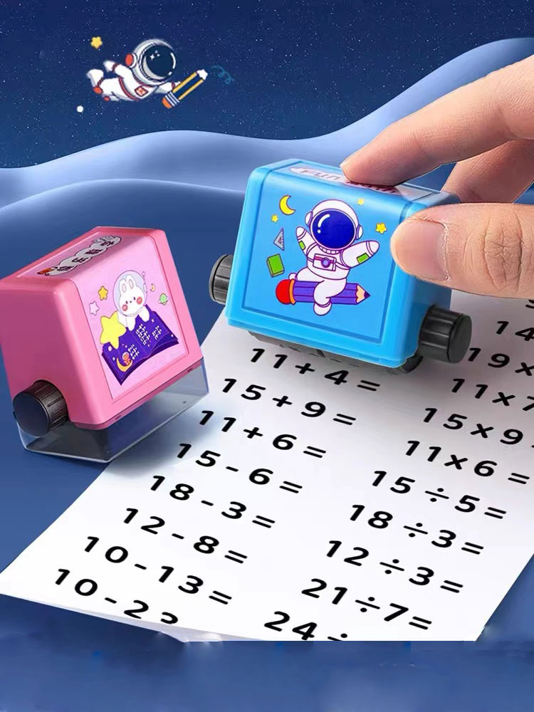 4pcs/set Student Addition and Subtraction Multiply and Divide Number Rolling Stamp Within 100 Maths Questions Roller Gifts