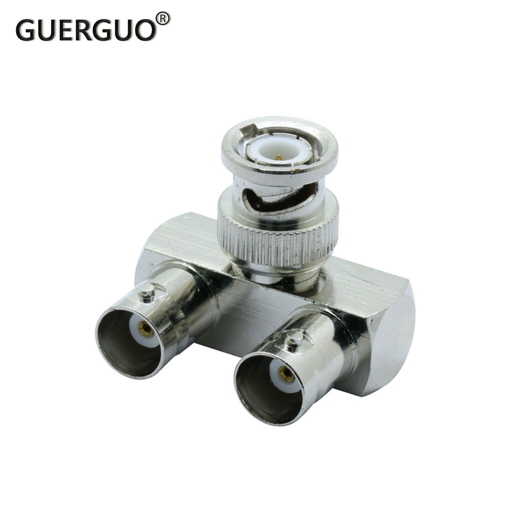 1PC BNC Male Plug to Two BNC Female Jack RF Connector Coaxial Radios Adapter 50ohm 3 Ways Wire Terminals