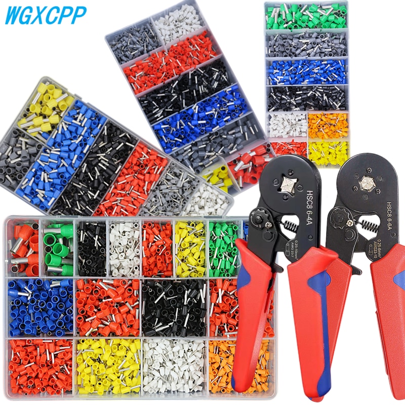 400-2120 PCS Single Box VE Tubular Crimp Terminals and With Pliers Kit,Cable Electrical Connector,Insulated Wire Connectors