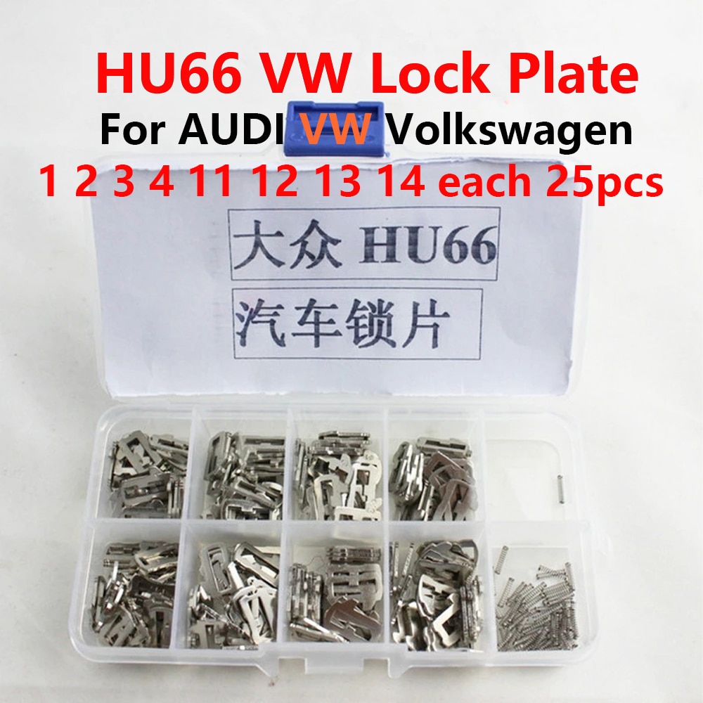 200pcs/lot Car Lock wafer Repair Accessories Lock Reed Lock Plate HU66 for VW Audi 1 2 3 4 11 12 13 14 each 25pcs