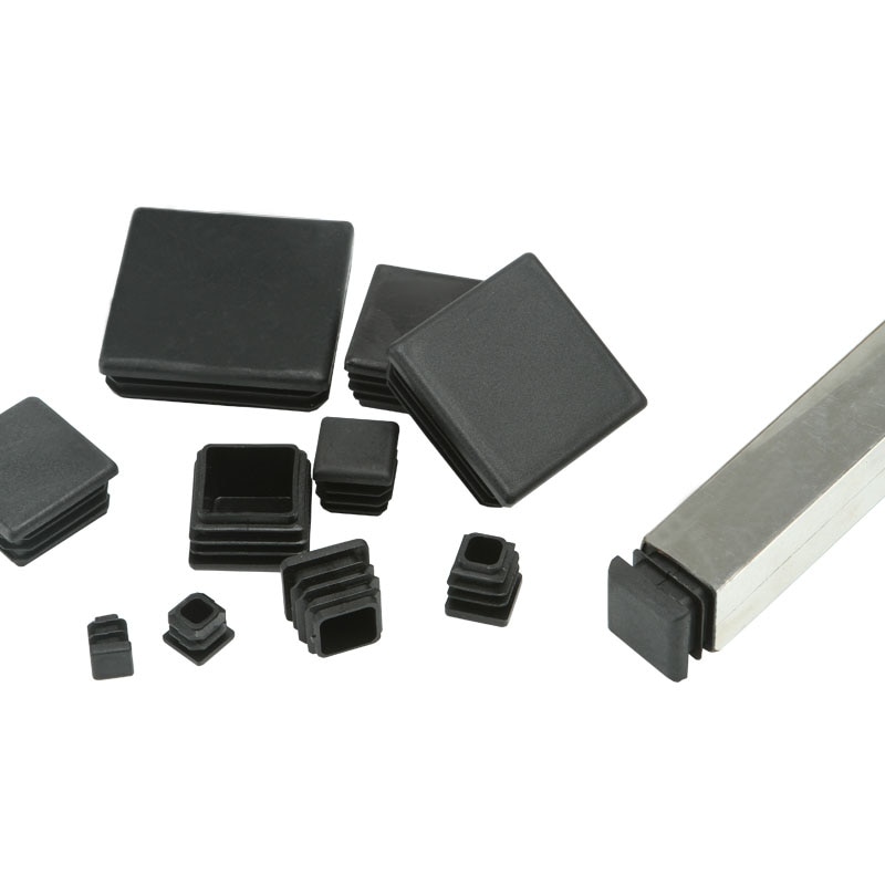 10pcs Black Square Pipe Tube Cap Plastic Tubing End Cap Glide Insert Blanking End Plug 10/15/20/25/30/38/40/45/50/60/80/100mm
