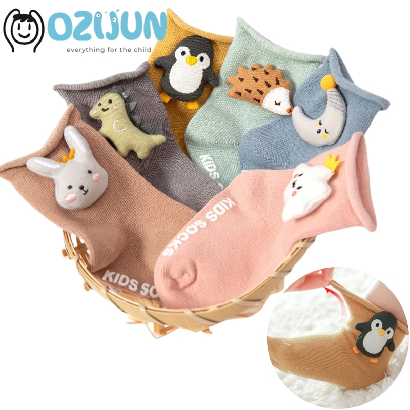 New Fall Baby Cartoon Non-slip Floor Socks Doll Accessories Funny Socks Newborn Toddler Socks Dinosaur Penguin Hedgehog