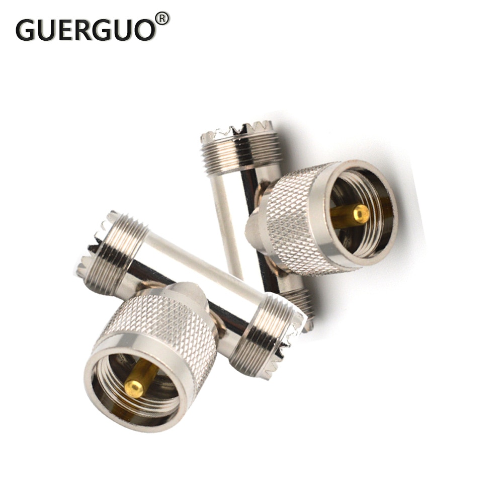 10PCS T Type Adapter UHF PL259 Male to Double UHF SO239 Female Jack 3 Ways RF Coaxial Connector
